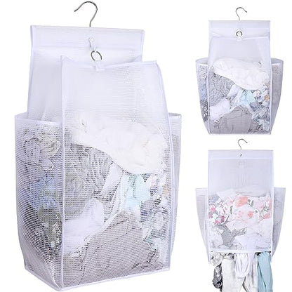 Hanging Collapsible Breathable Mesh Laundry Hamper,Fast Drying Portable Space Saving Storage Bag,Rv Laundry Hamper,Applied to College Dorm Rooms, Gym, Swimming and RV Travel (White) - color: White