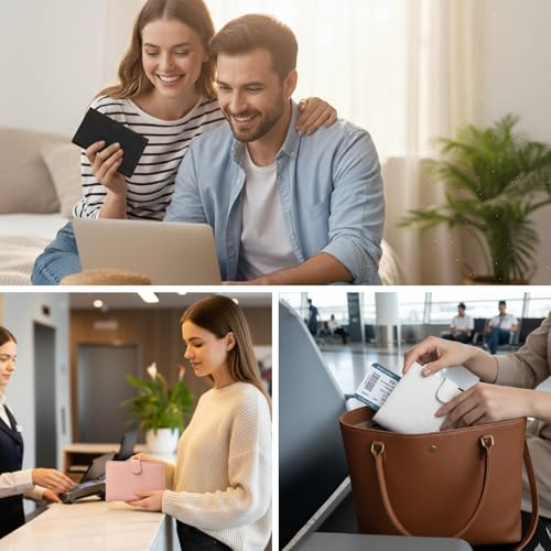 RFID Passport Holder Women Men PU Leather Travel Slim Wallet with Card Holders SIM Slots Zippered Coins Pocket (Black) - color: Black