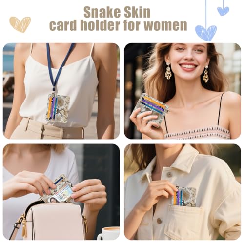 Slim Credit Card Holder Vegan Snake Skin Wallet Women Thin Wallets - color: A Brown Snake