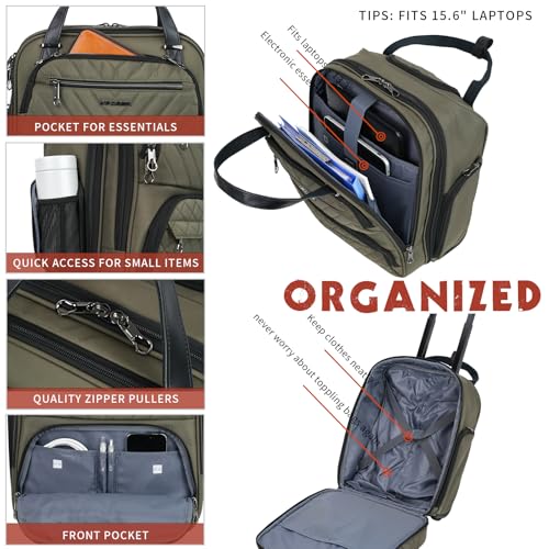 KROSER Carry On Underseat, 16-inch Underseater Suitcase for Men, Olive - color: Olive