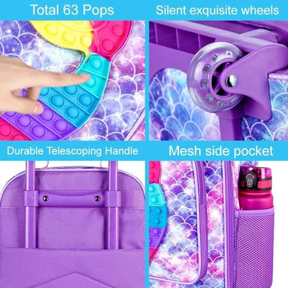 CCJPX Kids Luggage for Girls, 18" Carry on Suitcase with Wheels Mermaid - color: Purple-02