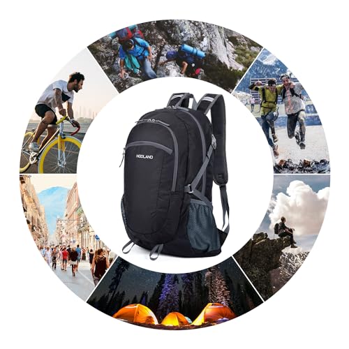 NODLAND Light Weight Packable Backpack for Travel Hiking 45L Foldable Water-Resistant Daypack Hydration Rucksack - color: Black, size: Medium 45L