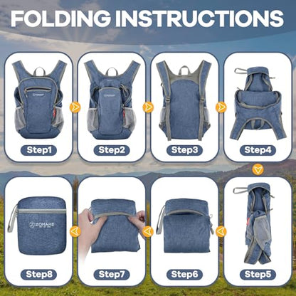 ZOMAKE Lightweight Packable Backpack, 10L Small Foldable Daypack for Hiking - color: Navy Blue, size: 10L