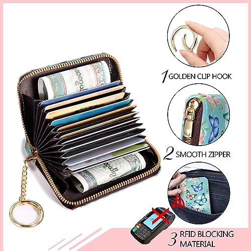 Blusabaca RFID Credit Card Holder Small Women Travel Wallet, Butterfly - color: Butterfly