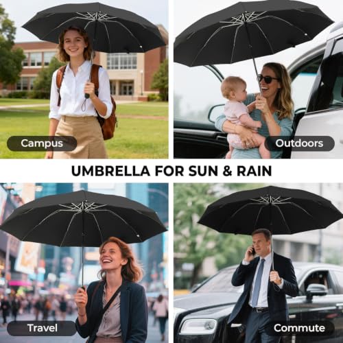 ZDSSM Inverted Umbrella for Rain, Compact Windproof Auto Open Close - color: 블랙.
