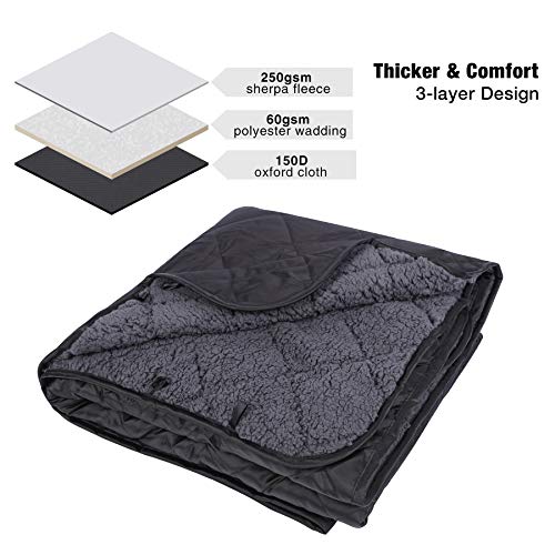 REDCAMP Large Camping Blanket with Sherpa Lining, Black 79"x79" - color: Black, size: 79"x 79"
