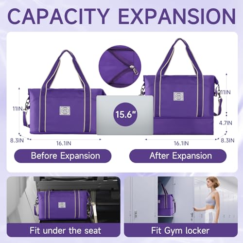 WALNEW Travel Duffel Bag, Weekender Bag for Women, Purple - color: Purple
