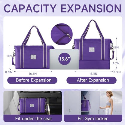 WALNEW Travel Duffel Bag, Weekender Bag for Women, Purple - color: Purple