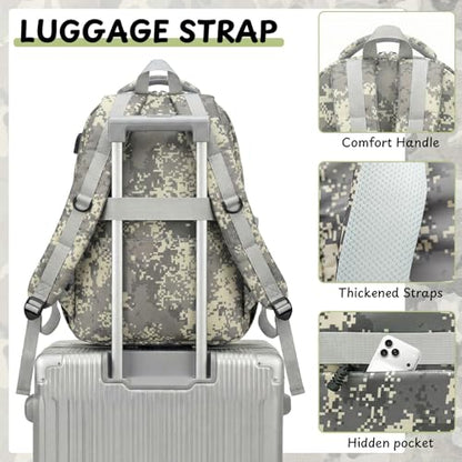 School Backpack for Boys - 5pcs Camo Boys Backpack with Lunch Box Set for Kids Teens Elementary Middle High School,18″ Large Capacity Students Bookbag - color: Gray-backpack Set