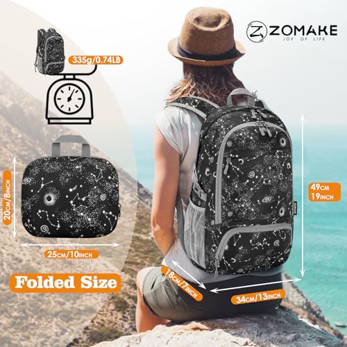 ZOMAKE Lightweight Packable Backpack 30L, Foldable Travel Hiking Daypack - color: D-starry Sky Print