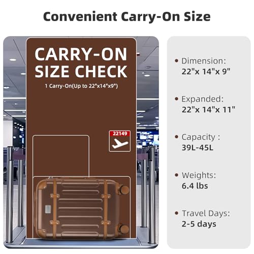 LARVENDER Expandable Carry on Luggage 22x14x9 Airline Approved, Maple - color: Maple 20inch, size: 20 Inch( Carry-on)