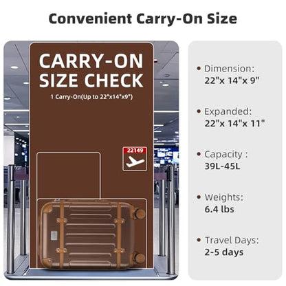 LARVENDER Expandable Carry on Luggage 22x14x9 Airline Approved, Maple - color: Maple 20inch, size: 20 Inch( Carry-on)