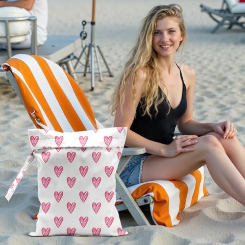 Heart Wet Dry Waterproof Bag, Travel Laundry Wet Bag for Swimsuit - color: Heart3