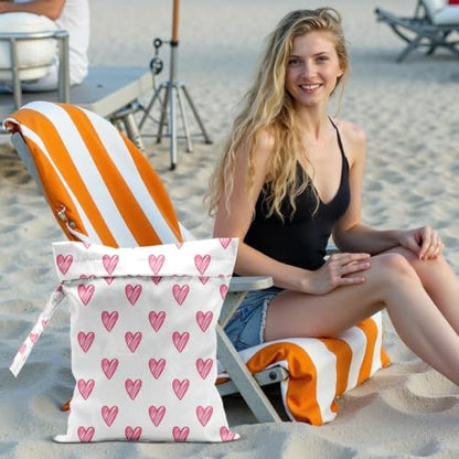 Heart Wet Dry Waterproof Bag, Travel Laundry Wet Bag for Swimsuit - color: Heart3
