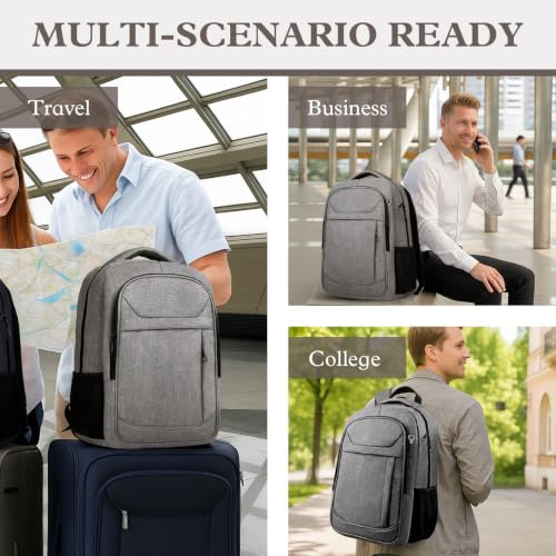 17" Travel Laptop Backpack, Airline Approved Computer Bag, Grey - color: Grey, size: 17.3 Inch(40L)