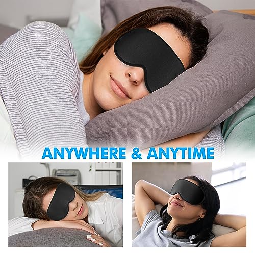 Sleep Mask for Men and Women, 3D Blackout Eye Mask for Side Sleepers, Ebony - color: Ebony