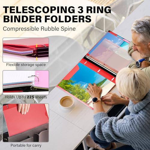 WOT I 2-Pack Telescoping Project Organizer, 1 Inch 3 Ring Binder, Red - color: Red, size: 2 Pack