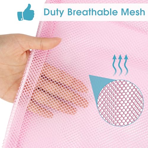 2 Pack Mesh Laundry Bags 23x34 Inch Drawstring Locking for Travel Home - color: Pink