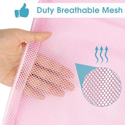 2 Pack Mesh Laundry Bags 23x34 Inch Drawstring Locking for Travel Home - color: Pink