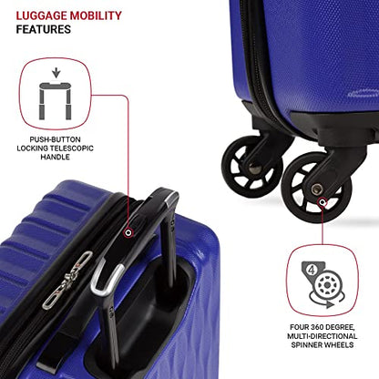 SwissGear 8018 Expandable Luggage Set, 3-Piece Hardside Luggage Set with Spinner Wheels - color: Blue Violet, size: 3-Piece Set (20/24/27)