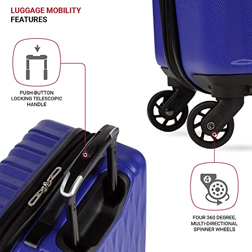 SwissGear 8018 Expandable Luggage, Hard Shell Carry-On Luggage with Spinner Wheels - color: Blue Violet, size: Carry-On 20-Inch
