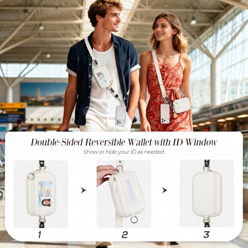 CYSIYU Small Crossbody Bag with Phone Lanyard and Wrist Strap Mini Checkered 4.5x6.5 Purse with RFID Clip and Go for Travel - color: Cream, size: Small