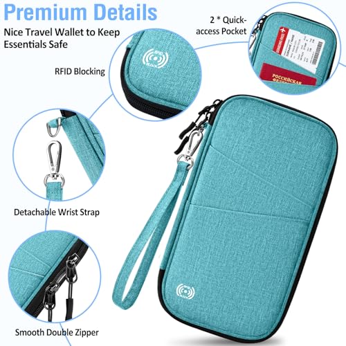 BKNOOU Family Passport Holder RFID Blocking Travel Document Organizer - color: 06 Blue