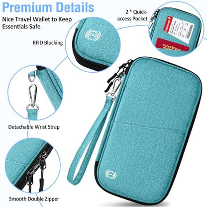 BKNOOU Family Passport Holder RFID Blocking Travel Document Organizer - color: 06 Blue