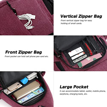 MOSISO Crossbody Sling Bag for Women, Shoulder Backpack, Hiking Daypack Bag - color: Wine Red