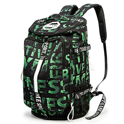 Gym Duffle Bag Backpack,4‑Way Waterproof with Shoe Compartment Travel Laptop - color: Green