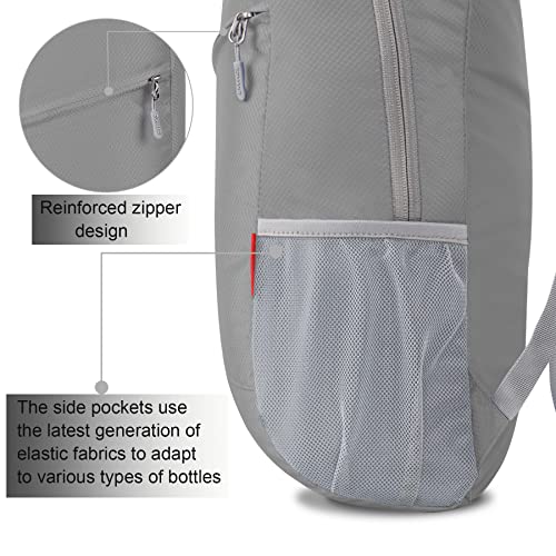 ZOMAKE Lightweight Packable Backpack 20L, Foldable Small Daypack for Hiking - color: Silver Grey