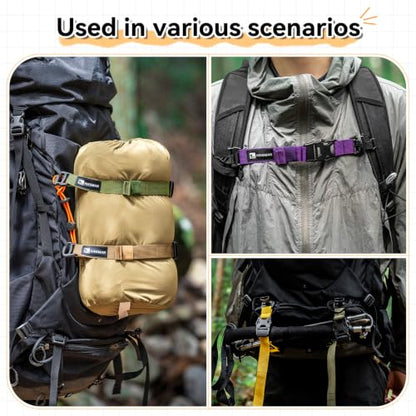 4 Pcs Tactical Molle System Backpack Straps and Buckles Set -Adjustable 19.49" Pack Attachment Strap Accessories(Yellow) - color: Yellow