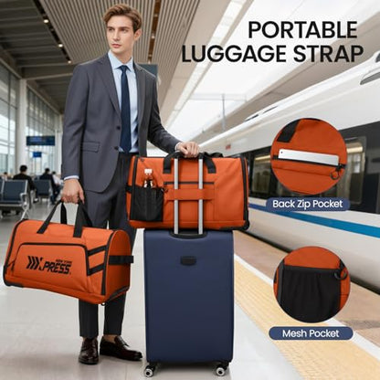 2-in-1 Rolling Garment Bag w/Wheel,Lightweight/Waterproof - color: Orange