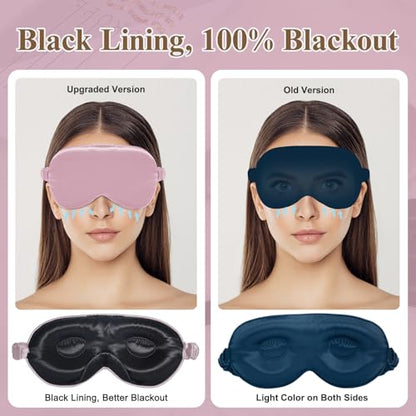 BeeVines 22 Momme Silk Sleep Mask, 3D Contoured Eye Masks for Women(2 Pack)