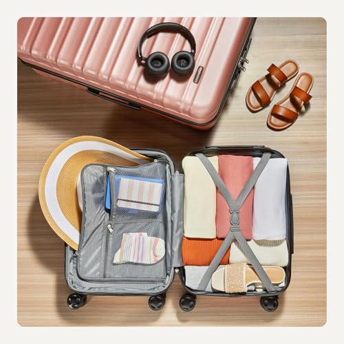 Amazon Basics 2-Piece Hardshell Suitcases Set (21", 30"), Expandable Travel Luggage with Scratch-Resistant Surface, Four Multi-directional Wheels, Telescopic Handle, Rose Gold - color: Rose Gold, size: 2-Piece Set