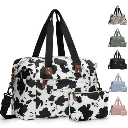 Pritent Travel Duffle Bag, Weekender Overnight Personal Item Carry On Bag - color: Cow Print, size: Medium