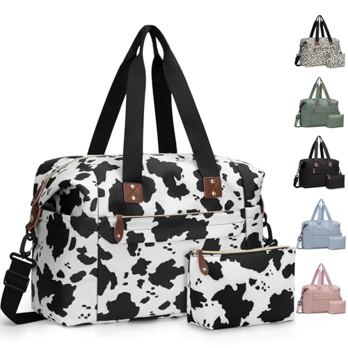 Pritent Travel Duffle Bag, Weekender Overnight Personal Item Carry On Bag - color: Cow Print, size: Large