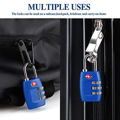 TSA Luggage Locks (4Pack) - 3 Digit Combination Padlocks - Approved Travel Lock for Suitcases & Baggage (Dark Blue) - color: Blue