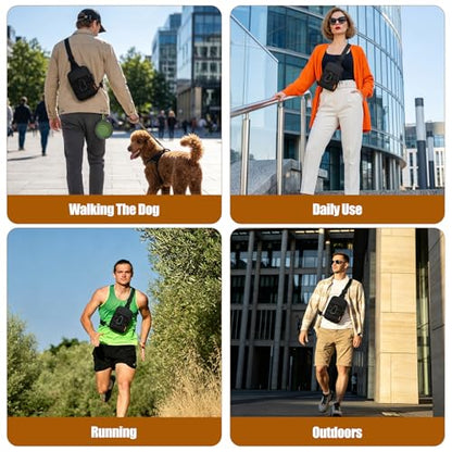Peicees Small Sling Bag for Men Women Mini Tactical Crossbody Pack - color: Khaki Yellow