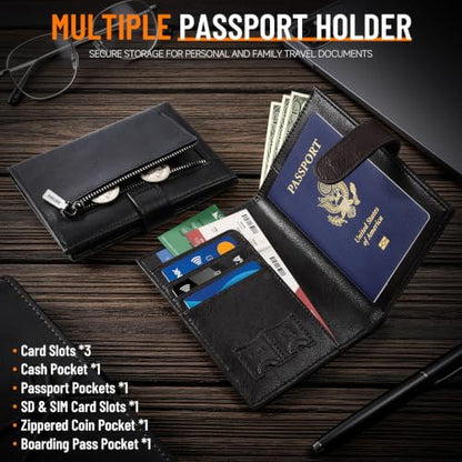 Likesing RFID Blocking Passport Holder, Leather Passport Cover for Men-CB - color: Coffee Brown