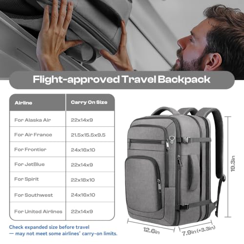 17.3" Laptop Expandable Travel Backpack, TSA Compliant Carry On - color: Grey, size: 17.3Inch