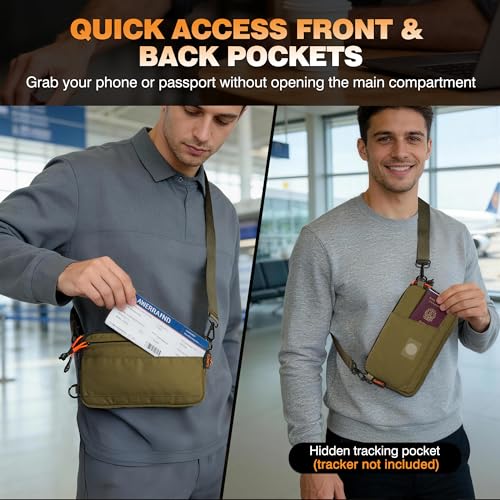 Wristlet Wallet for Women, 4-in-1 RFID Blocking Small Crossbody Bag for Men - color: Brown