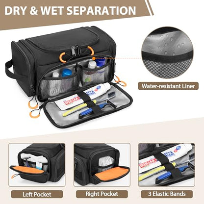 Tactical Toiletry Bag for Men, Hanging Hygiene Bag, Travel Dopp Kit - color: Black