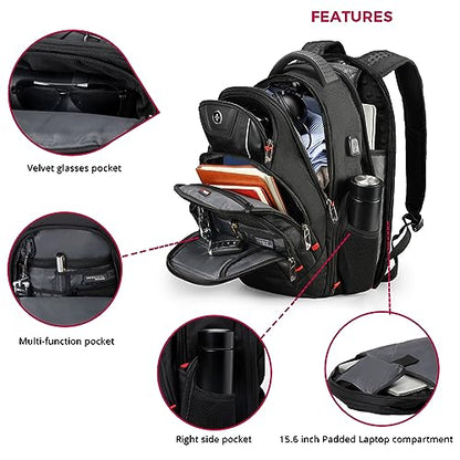 Swissdigital Design Travel Laptop Backpack for Men with TSA Friendly J14-BR - color: Black
