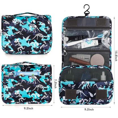 Kids Hanging Toiletry Bag for Boys, Travel Toiletry Bag for Little Young Boys Waterproof Wash Bag Toddler Traveling Toiletries, Dinosaur Black - color: Dinosaur-Black