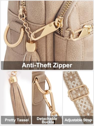 Vegan Leather Crossbody Bags for Women Anti theft Purses and Handbag - color: Tan