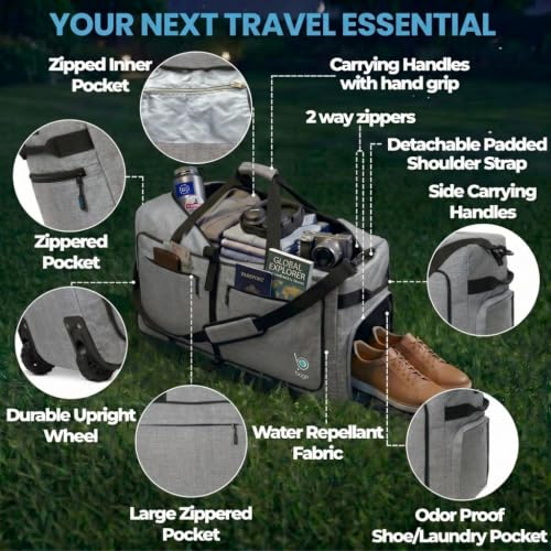 Bago Rolling Duffle Bag with Wheels - 27" 80L Foldable Weekender Bag, Waterproof Travel Duffel Bag, Heavy Duty Lightweight Duffle Bag for Traveling, Rolling Duffel Bag with Wheels (SnowGray2023) - color: SnowGray, size: 80L