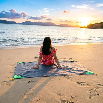 Pocket Picnic Blanket, Compact Lightweight Waterproof Beach Blanket - color: Willow Green