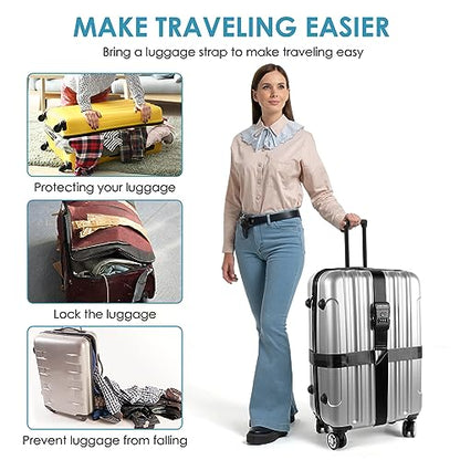 Travel Inspira TSA Accepted Long Luggage Cross Straps for Suitcases - color: Cross Black