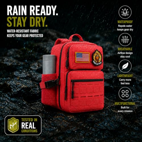 9L Mini Tactical Backpack, Small Hiking Travel Pack for Men,Red - color: Red